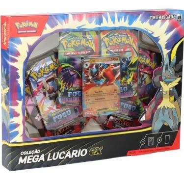 Imagem de Box Pokémon Coleção Mega Lucario EX 49 Cartas - Copag