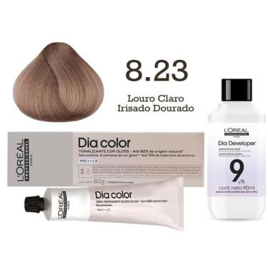 Imagem de Tonalizante Dia Color 8.23 Louro Claro Irisado Dourado + Emulsão Revel