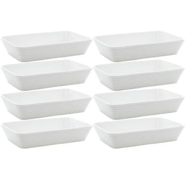 Imagem de 8 Travessas Refratárias de Porcelana Branca 29x20x5cm Restaurantes Buf