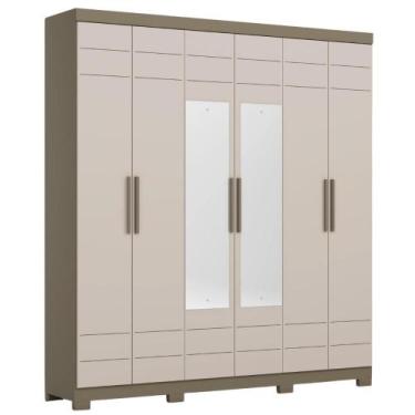 Imagem de Guarda Roupa Casal 6 Portas Com Espelho 210 cm Flora Duna Cristal HENN