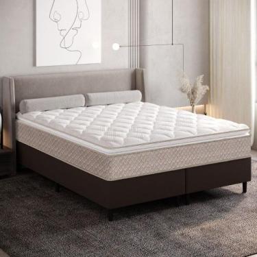 Imagem de Cama Box King 193cm D33 Pillow Premier Umaflex Base 2Cen, Bege/Marrom
