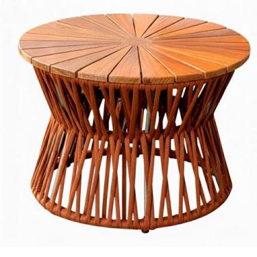 Imagem de Mesa de Centro Corda Náutica Tampo Madeira Monza em Alumínio Trama Ori