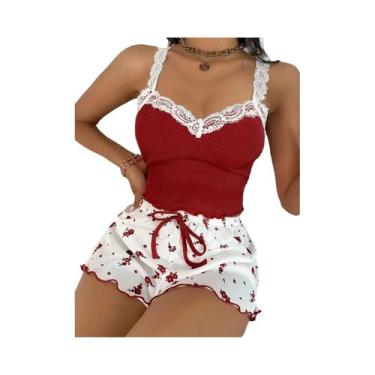 Imagem de Conjunto De Pijama Sexy De Renda Para Mulheres, Camisola Slim Fit E Sh