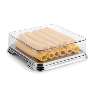 Imagem de Porta Frios Geladeira De Aço Inox Conservar Queijo Presunto