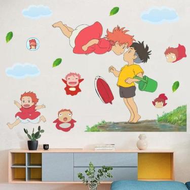 Imagem de Adesivo de parede Ponyo & Sosuke para decoração de quarto e dormitório