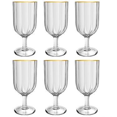 Imagem de Jogo De 6 Taças 330ml Borda Dourada Refinatto L´hermitage