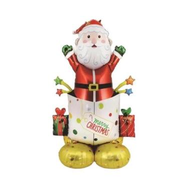 Imagem de Balão Grande De Natal Com Papai Noel E Rena Para Decoração De Festa De