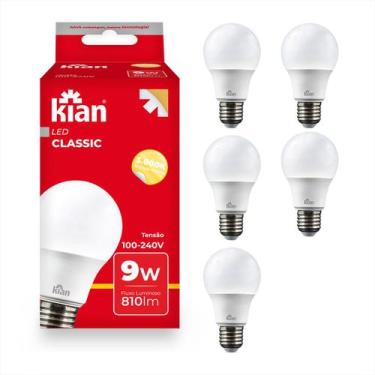 Imagem de Kit 5 Lampada Led Classic E27 9w Branca Quente Uso Geral Comércios - K