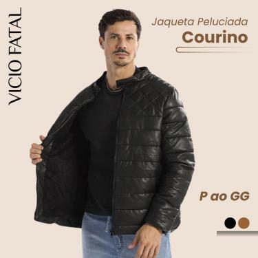 Imagem de Jaqueta Masculina PU Sintético Sem Capuz Clássica Motoqueiro Impermeável-Masculino