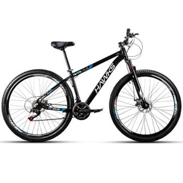 Imagem de Bicicleta Aro 29 Hawks Aluminio 24 Marchas Freio Disco, Preto, BRANCO/