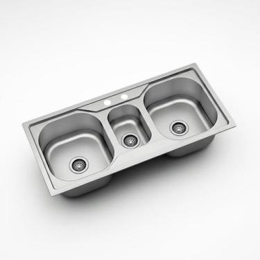 Imagem de Cuba Tripla Funzionale 232 Acetinado 105,5x49,2cm - Debacco