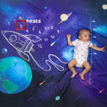 Imagem de Cenário Tapete Mesversário Espacial (lençol) Para Bebê - Alce