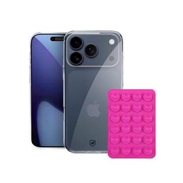 Imagem de Kit Capa Crystal Slim para iPhone 17 Pro Max +  Ventosa - Rosa - Gshield