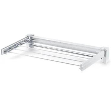Imagem de Varal de Roupas Retrátil 70cm Ordene Inox de Parede Estendedor Log Branco