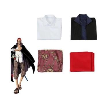Imagem de Fantasia De Cosplay Do Shanks Ruivo Masculino Com Camisa, Calças, Cint