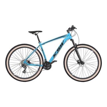 Imagem de   Bicicleta Aro 29 Ksw Xlt 24v K7 Câmbios Shimano Freio Hidráulico Garfo com Trava Pneu Faixa Bege - Azul