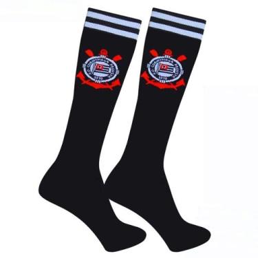 Imagem de Meião Corinthians Infantil Juvenil Preto Rikam Oficial, G