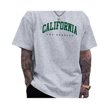 Imagem de Camiseta Casual De Algodão Para Homens, Verão, Gola Redonda Grande, Ma