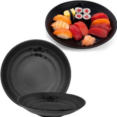 Imagem de Prato Fundo em Melamina Japonesa Oriental Preto Kanpai 23cm - Best