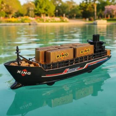 Imagem de Navio Cargueiro Container Super King Brinquedo A Frição 30cm Cor:Prata