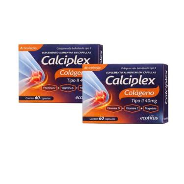 Imagem de Kit 02 Calciplex Colágeno Tipo II 40mg Ecofitus 60 Cápsulas Sabor:Sem 
