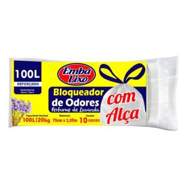 Imagem de Saco De Lixo 100l Reforçado Elimina Odores Com Alça Embalixo