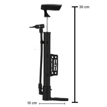 Imagem de Bomba De Ar Bicicleta Bike Pneu Bola Com Trava E Bico Preta - J. VARIE