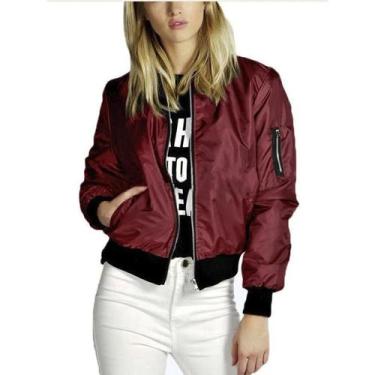 Imagem de Jaqueta Bomber Vintage Feminina Com Gola O, Moda De Rua De Outono, Zíp