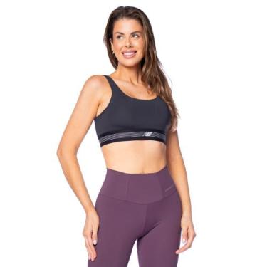 Imagem de Top Feminino New Balance Médio Suporte Preto, Preto, M