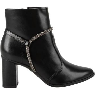 Imagem de Bota Feminina Casual Dia a Dia Passeio Festa com Strass Salto Médio Bi