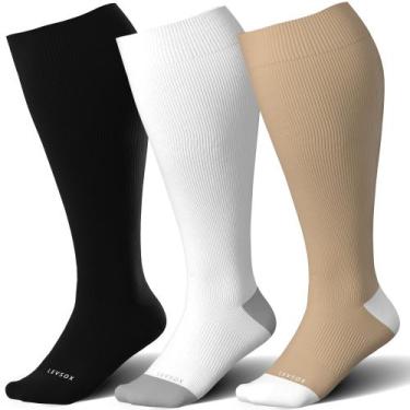 Imagem de Meias de compressão LEVSOX Plus Size 15-20 mmHg para mulheres e homens