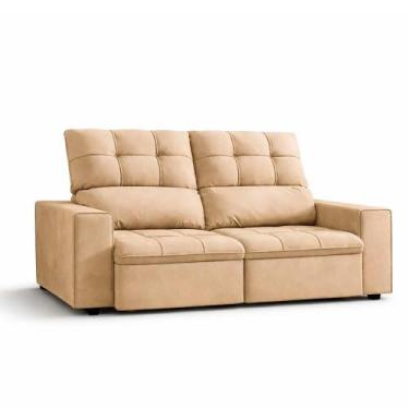 Imagem de Sofá 3 Lugares Retrátil Reclinável 1,80m Suede Bege firme Conforto Sal