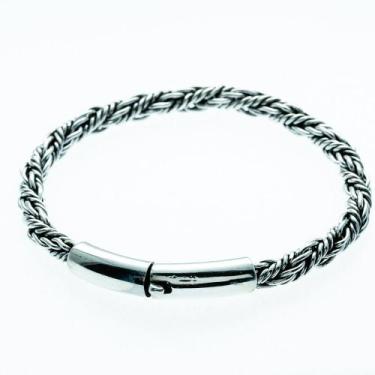 Imagem de Bracelete Masculina Bali Trança Redonda em Prata 925 com Fecho Gaveta 