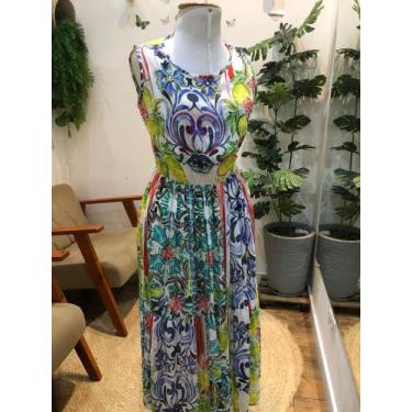 Imagem de Vestido midi florido bordado indiano - Moda Indiana, Tamanho unico 