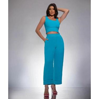 Imagem de Conjunto calça e blusa Azul piscina - Senhorita Boutique 