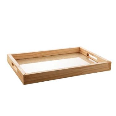 Imagem de Bandeja Madeira Pinus com Sisal Natural 45x30x4,5cm - ROJEMAC