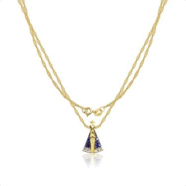 Imagem de Cordão Feminino Ouro 18k 50cm + Pingente N S Aparecida - S. Demór Joia
