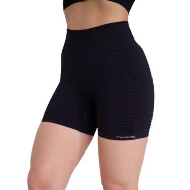 Imagem de Shorts Feminino Run Academia Marcio May Romilla Sem Costura, GG, Preto