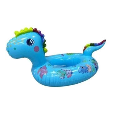 Imagem de Boia Bote Inflavel infantil dinossauro colorido Encher Fraldario para 