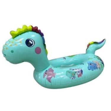Imagem de Boia Bote Inflavel infantil dinossauro colorido Encher Fraldario para 