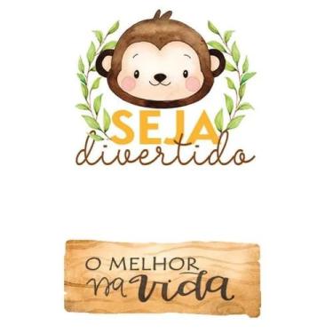 Imagem de Aplique Decoupage Macaco e Tag Safari Apm4-510 em Papel e Mdf 4cm Lito