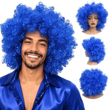 Imagem de Peruca black power super volumosa varias cores cosplay Cor:Azul escuro