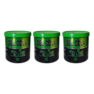 Imagem de Kit Com 3 Gel Cola 3d Line Profissional Incolor 1kg