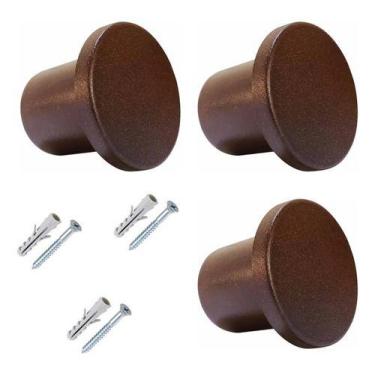 Imagem de Kit 3 Ganchos Parede Pendurador Redondo Aluminio Resistente - - premiu