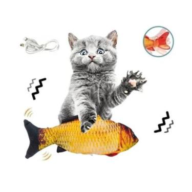 Imagem de Brinquedo peixe elétrico p/ gatos e cães - ELO IMPORTS, Amarelo