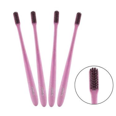 Imagem de Escova Dental Eco Cerdas Macia Com Kit 4 unid - Klin, Rosa