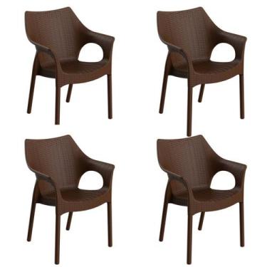 Imagem de Conjunto com 4 Cadeiras para Jardim Relic Marrom/Chocolate - Im In Hom