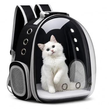 Imagem de LUFFYLIVE Mochila transportadora para gatos, mochila para animais de estimação, mochila portátil e respirável para carregar animais de estimação, impermeável, transparente, espaço respirável para filhotes viajando, acampamento e caminhadas