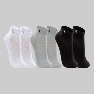 Imagem de Kit 3 Pares de Meias Lupo Cano Curto 03225-089 Cor:Cinza-Branco-PretoT
