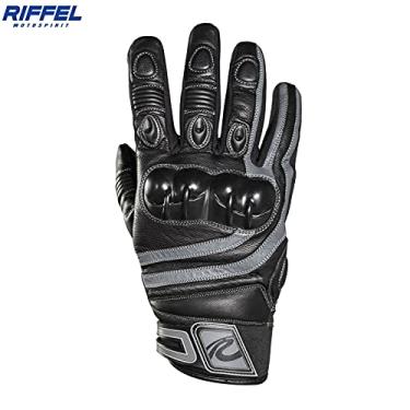 Imagem de Luva de moto Riffel Couro Proteção Day By Day R2 Preta Tam P